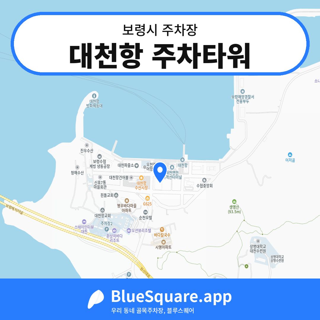 대천항 주차타워 위치 지도 — 충남 보령시 | 블루스퀘어 주차