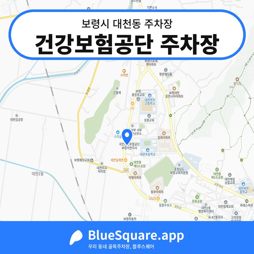 건강보험공단 주차장 위치 지도 — 충남 보령시 대천동 | 블루스퀘어 주차