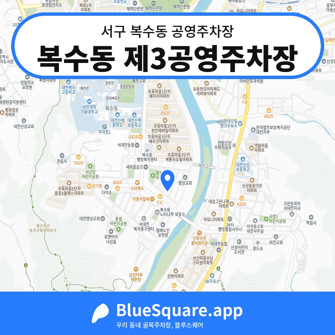 복수동 제3공영주차장 위치 지도 — 대전 서구 복수동 | 블루스퀘어 주차