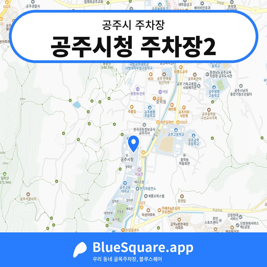 공주시청 주차장2 위치 지도 — 충남 공주시 | 블루스퀘어 주차