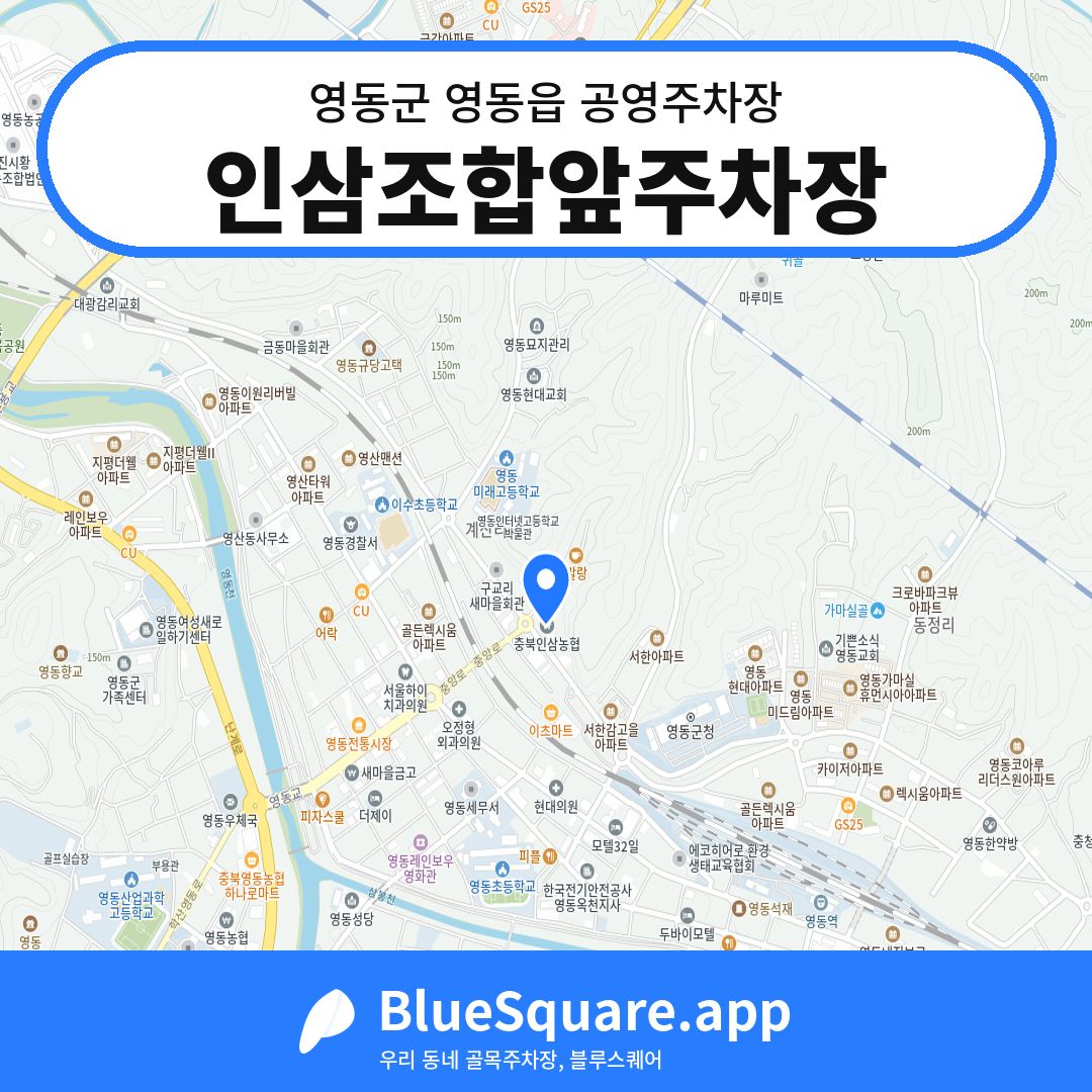 인삼조합앞주차장 위치 지도 — 충북 영동군 영동읍 | 블루스퀘어 주차