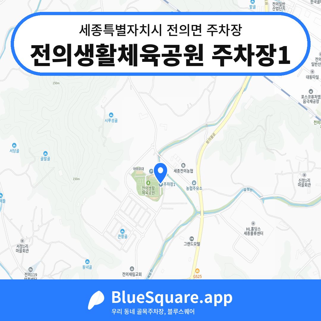 전의생활체육공원 주차장1 위치 지도 — 세종 세종특별자치시 전의면 | 블루스퀘어 주차