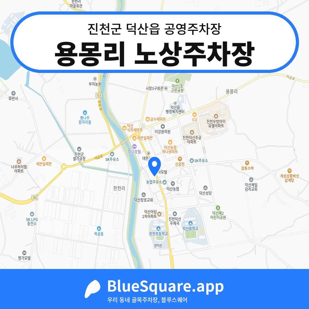 용몽리 노상주차장 위치 지도 — 충북 진천군 덕산읍 | 블루스퀘어 주차