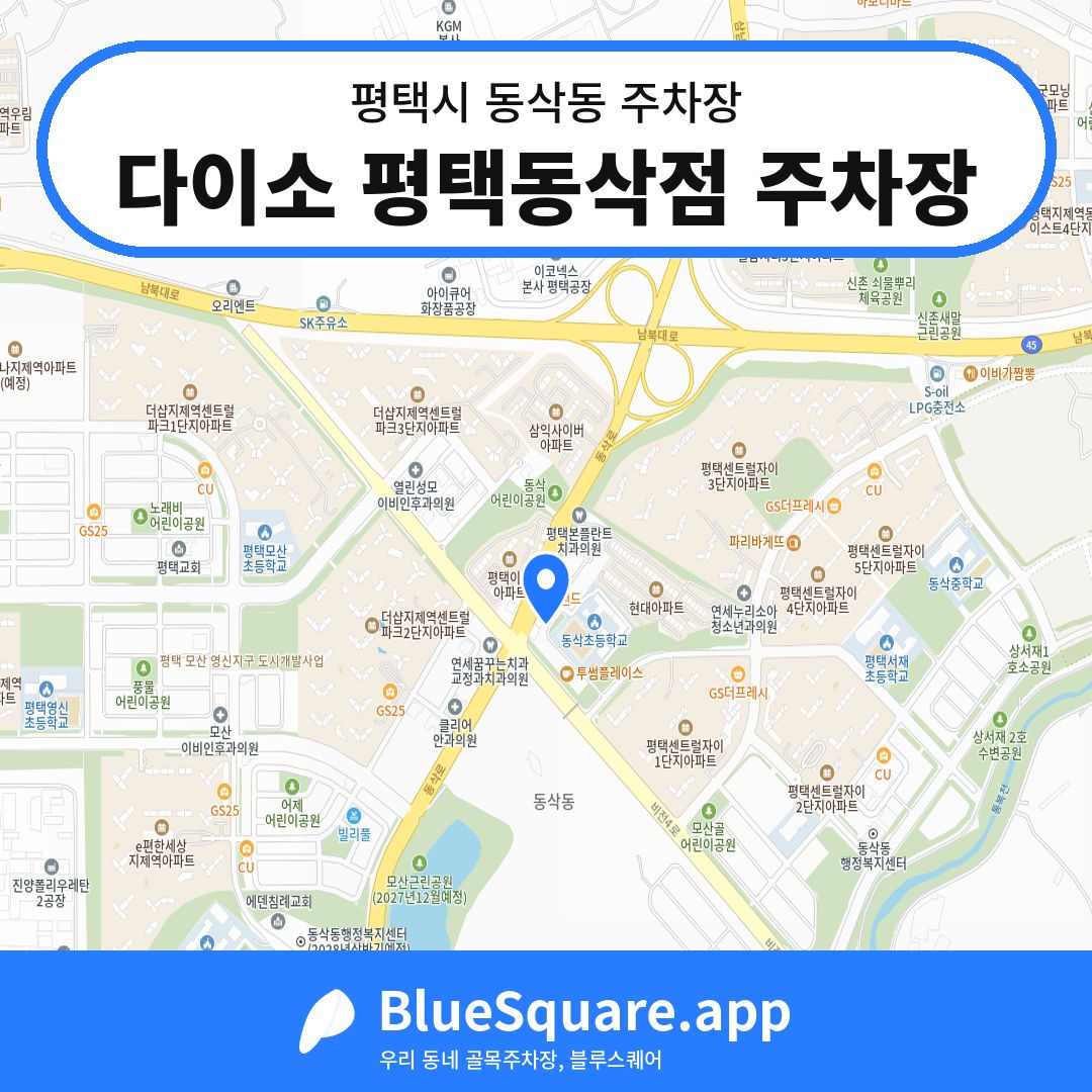 다이소 평택동삭점 주차장 위치 지도 — 경기 평택시 동삭동 | 블루스퀘어 주차