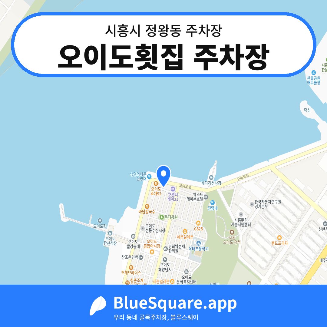오이도횟집 주차장 위치 지도 — 경기 시흥시 정왕동 | 블루스퀘어 주차