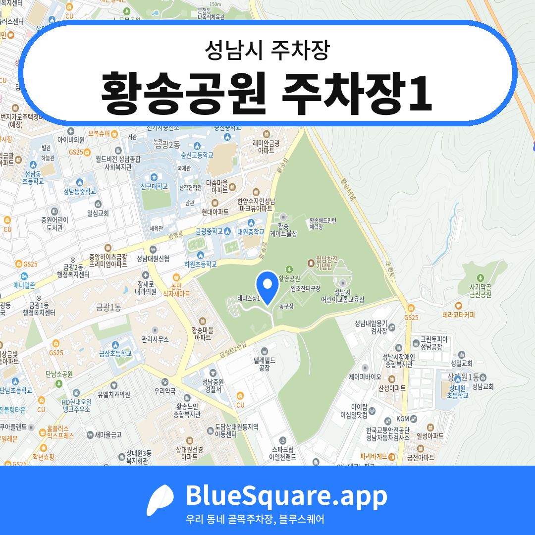 황송공원 주차장1 위치 지도 — 경기 성남시 | 블루스퀘어 주차