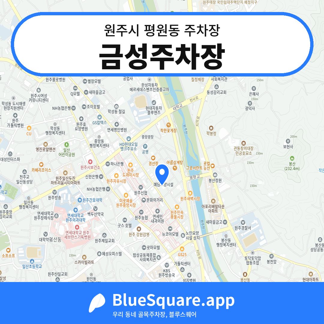 금성주차장 위치 지도 — 강원 원주시 평원동 | 블루스퀘어 주차