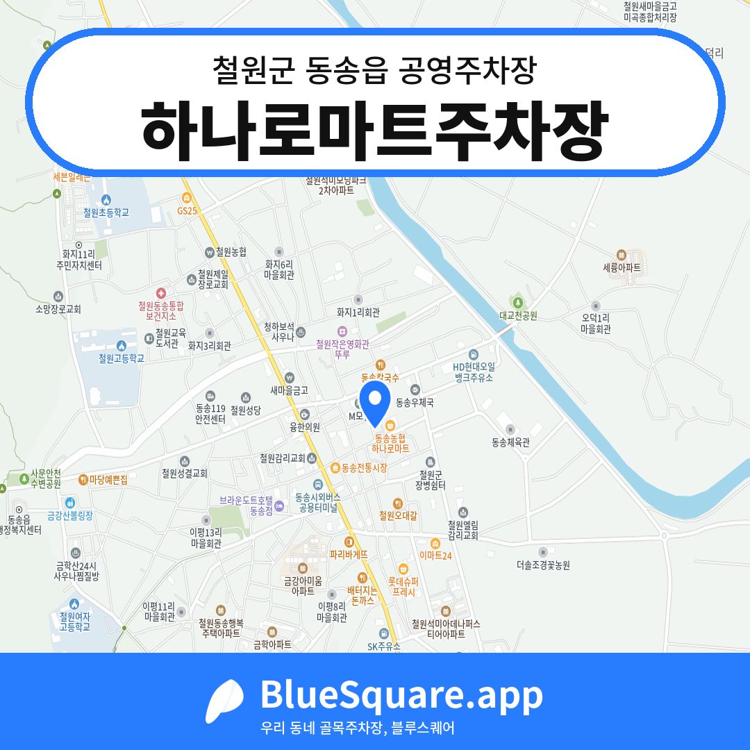 하나로마트주차장 위치 지도 — 강원 철원군 동송읍 | 블루스퀘어 주차