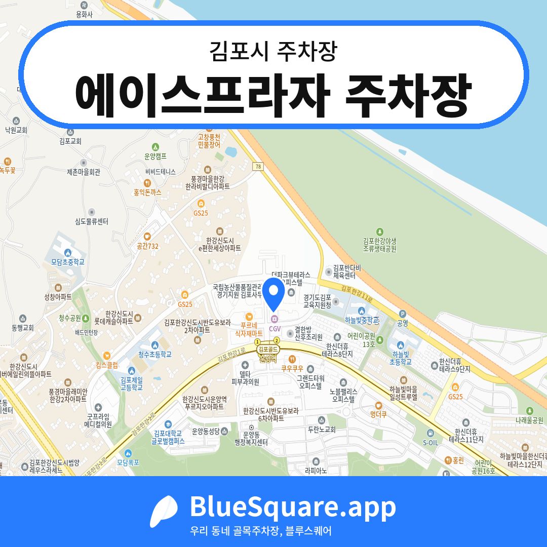 에이스프라자 주차장 위치 지도 — 경기 김포시 | 블루스퀘어 주차