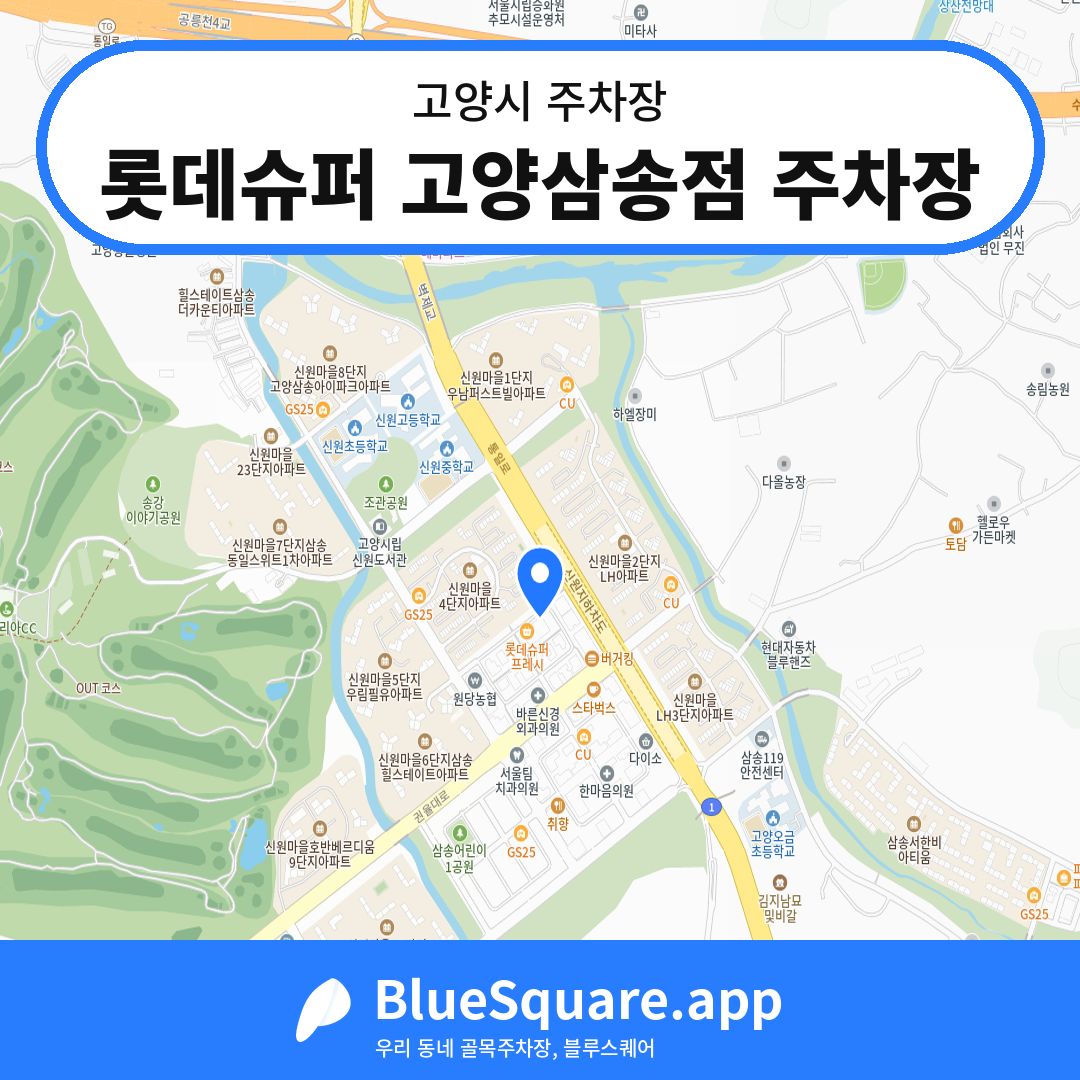 롯데슈퍼 고양삼송점 주차장 위치 지도 — 경기 고양시 | 블루스퀘어 주차