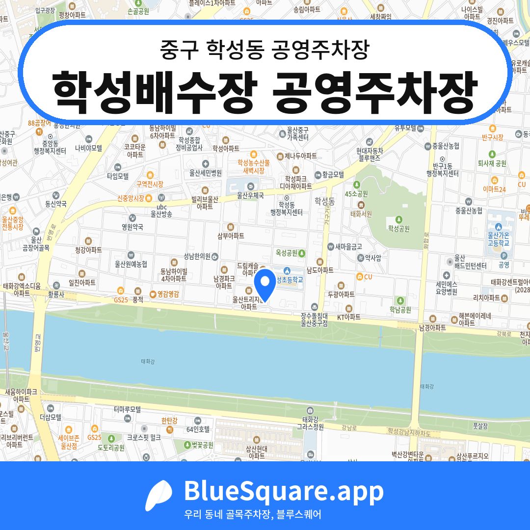 학성배수장 공영주차장 위치 지도 — 울산 중구 학성동 | 블루스퀘어 주차