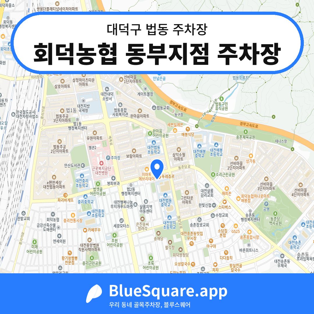 회덕농협 동부지점 주차장 위치 지도 — 대전 대덕구 법동 | 블루스퀘어 주차