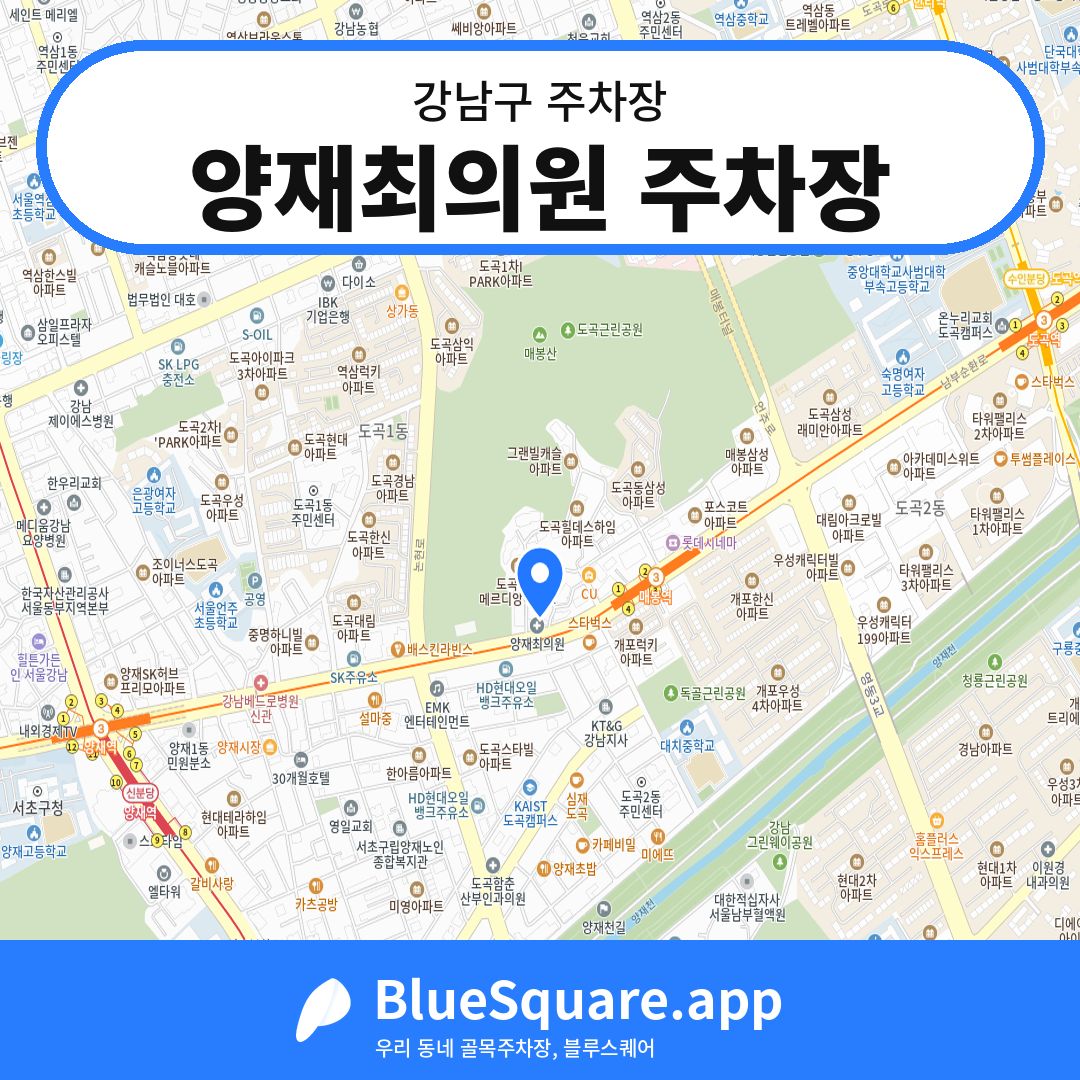 양재최의원 주차장 위치 지도 — 서울 강남구 | 블루스퀘어 주차