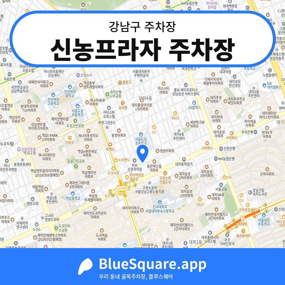 신농프라자 주차장 위치 지도 — 서울 강남구 | 블루스퀘어 주차
