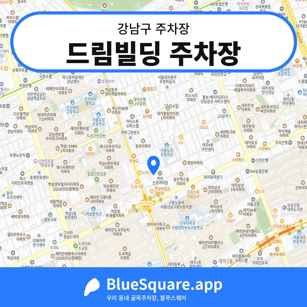 드림빌딩 주차장 위치 지도 — 서울 강남구 | 블루스퀘어 주차