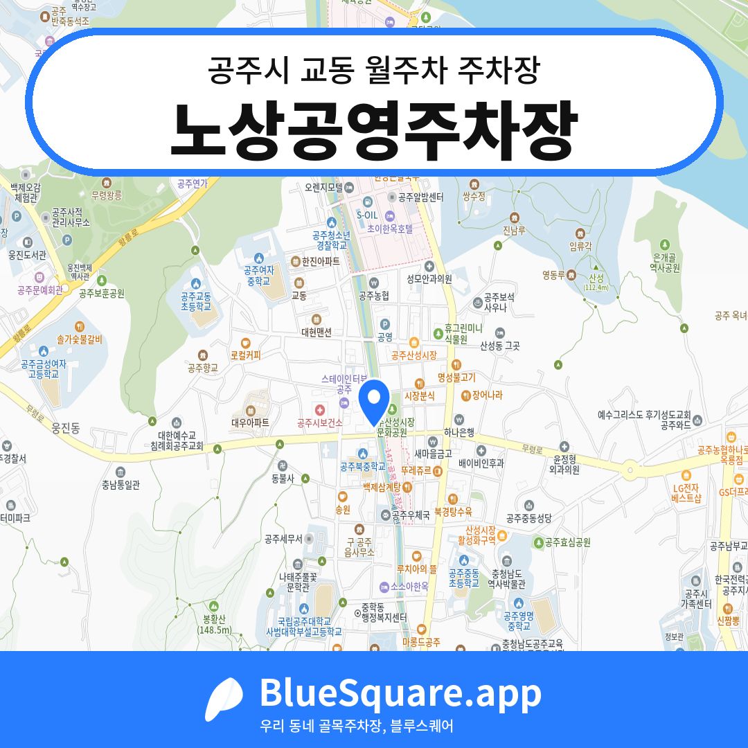 노상공영주차장 위치 지도 — 충남 공주시 교동 | 블루스퀘어 주차
