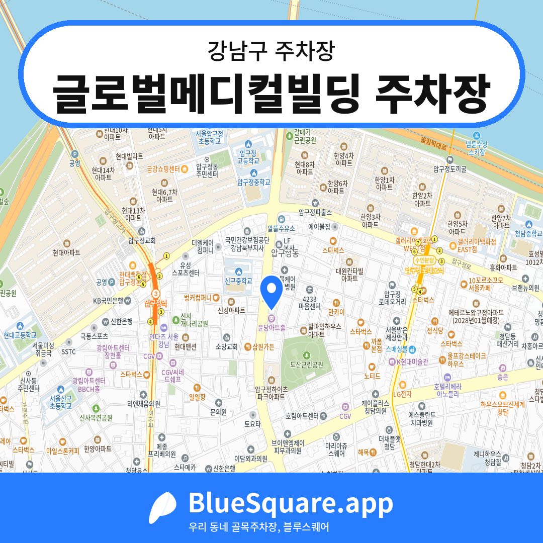 글로벌메디컬빌딩 주차장 위치 지도 — 서울 강남구 | 블루스퀘어 주차
