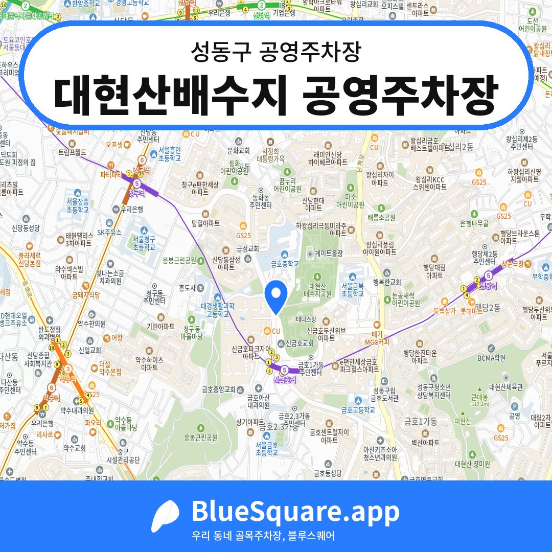 대현산배수지 공영주차장 위치 지도 — 서울 성동구 | 블루스퀘어 주차