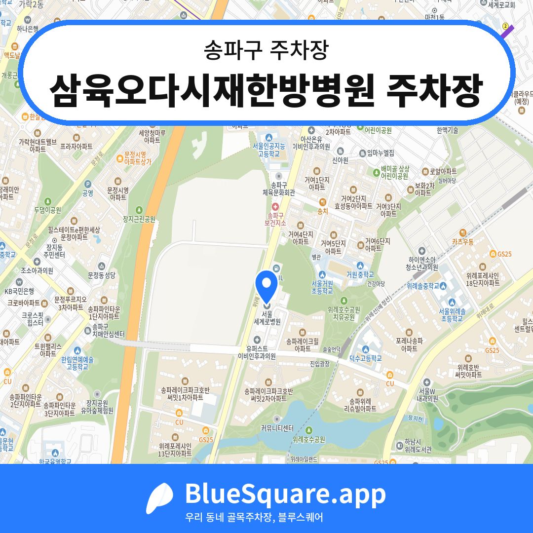 삼육오다시재한방병원 주차장 위치 지도 — 서울 송파구 | 블루스퀘어 주차