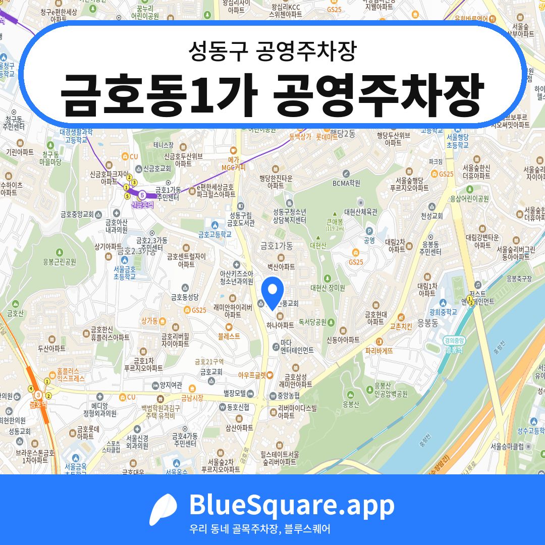 금호동1가 공영주차장 위치 지도 — 서울 성동구 | 블루스퀘어 주차