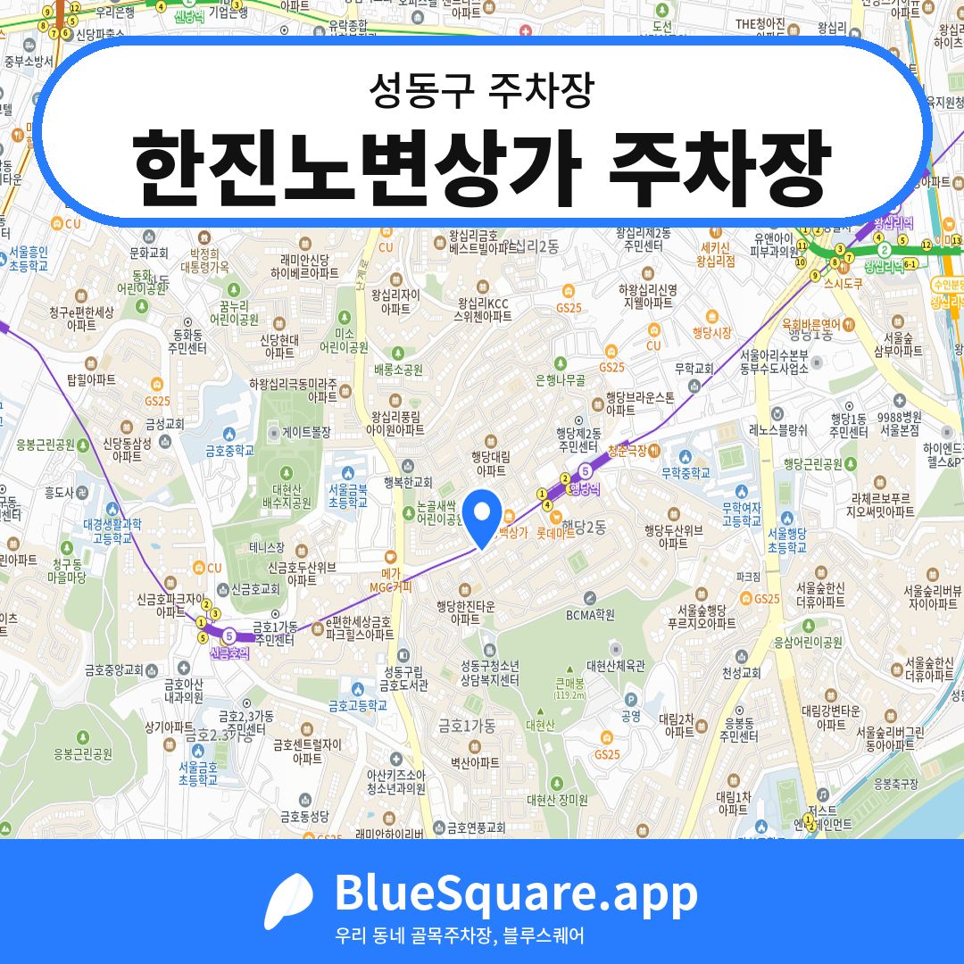 한진노변상가 주차장 위치 지도 — 서울 성동구 | 블루스퀘어 주차