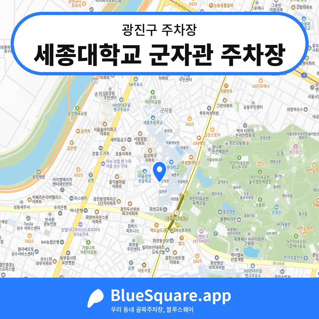 세종대학교 군자관 주차장 위치 지도 — 서울 광진구 | 블루스퀘어 주차