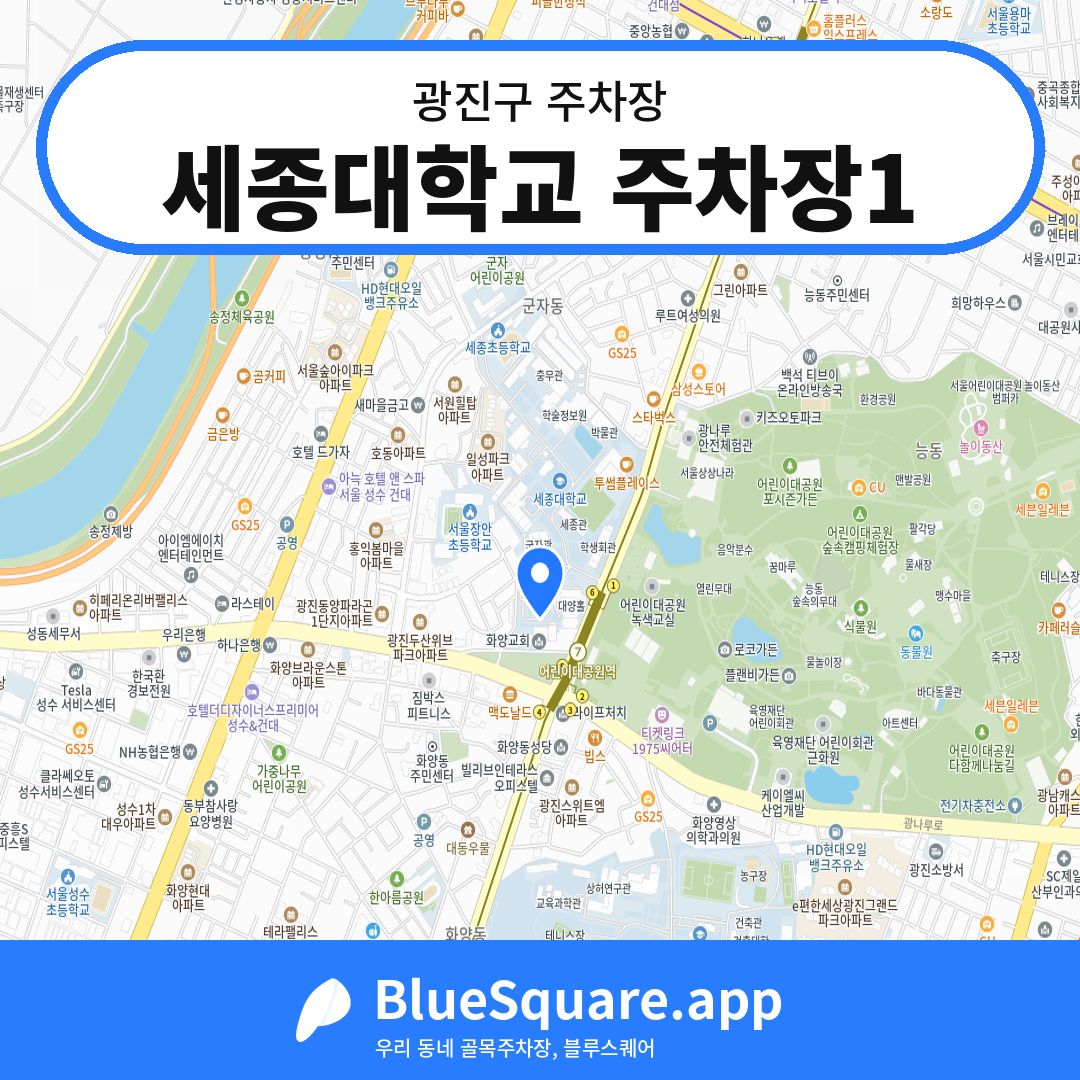 세종대학교 주차장1 위치 지도 — 서울 광진구 | 블루스퀘어 주차