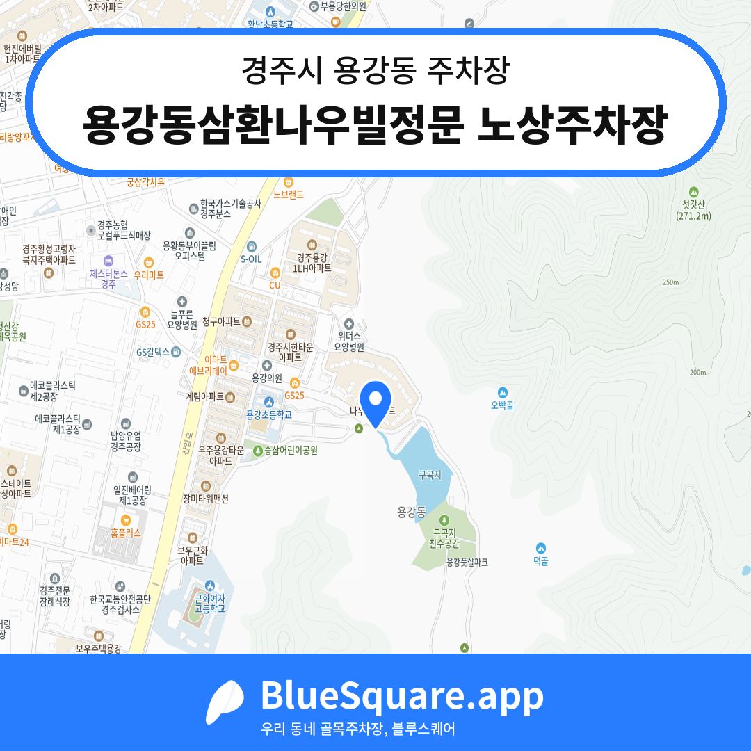 용강동삼환나우빌정문 노상주차장 위치 지도 — 경북 경주시 용강동 | 블루스퀘어 주차
