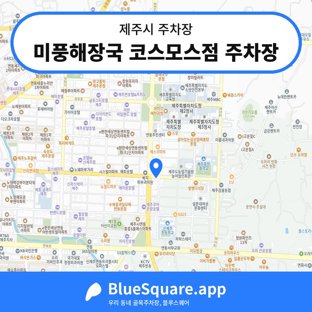 미풍해장국 코스모스점 주차장 위치 지도 — 제주 제주시 | 블루스퀘어 주차