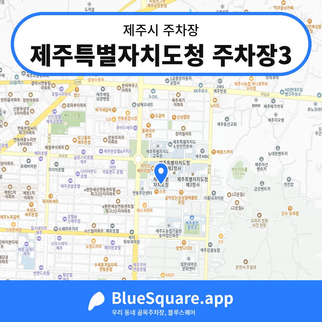 제주특별자치도청 주차장3 위치 지도 — 제주 제주시 | 블루스퀘어 주차
