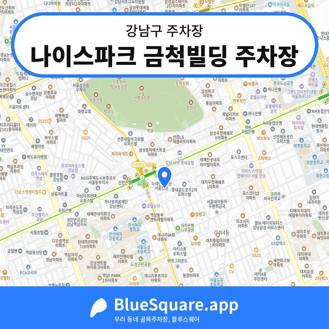 나이스파크 금척빌딩 주차장 위치 지도 — 서울 강남구 | 블루스퀘어 주차