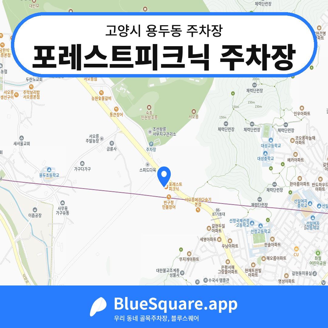 포레스트피크닉 주차장 위치 지도 — 경기 고양시 용두동 | 블루스퀘어 주차