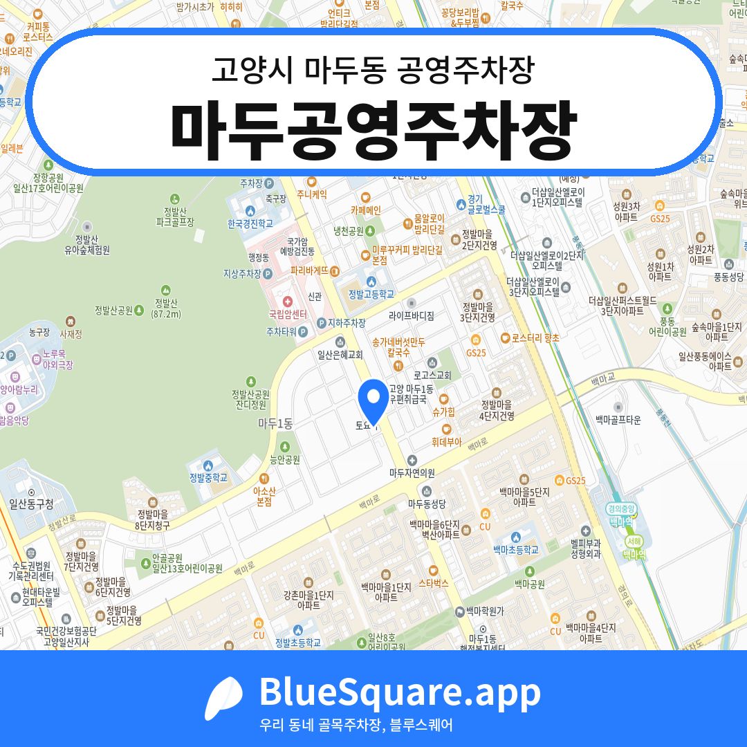 마두공영주차장 위치 지도 — 경기 고양시 마두동 | 블루스퀘어 주차