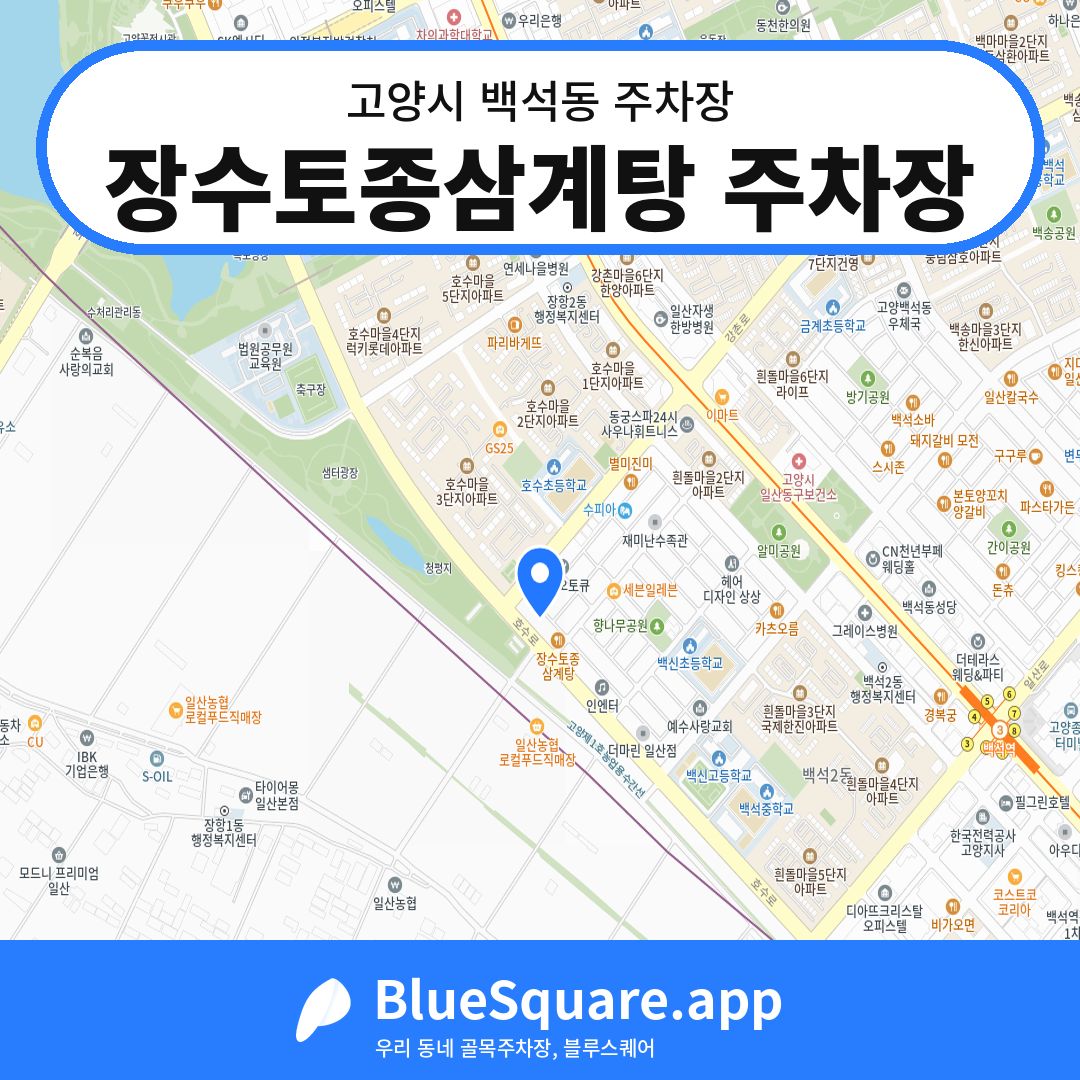 장수토종삼계탕 주차장 위치 지도 — 경기 고양시 백석동 | 블루스퀘어 주차