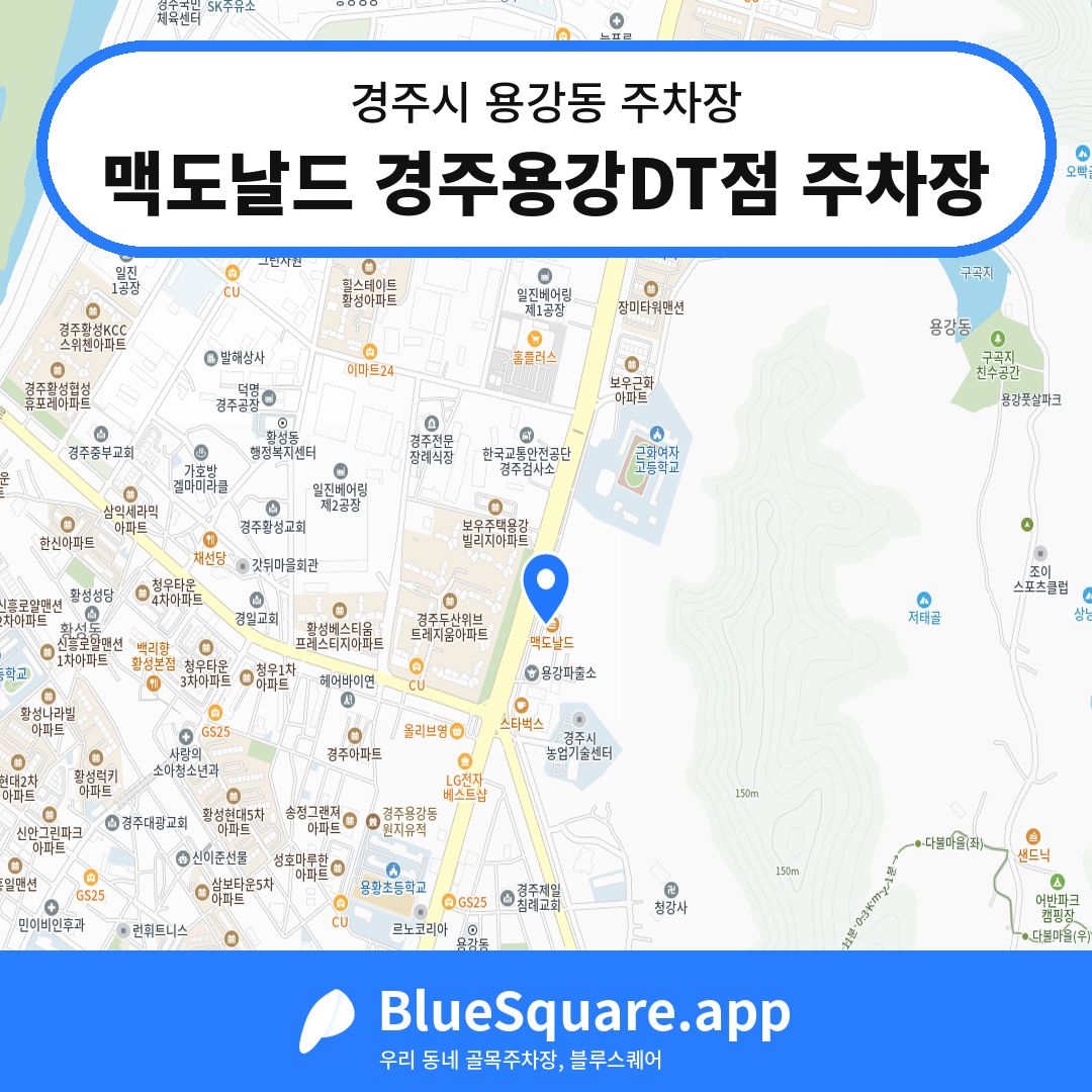 맥도날드 경주용강DT점 주차장 위치 지도 — 경북 경주시 용강동 | 블루스퀘어 주차