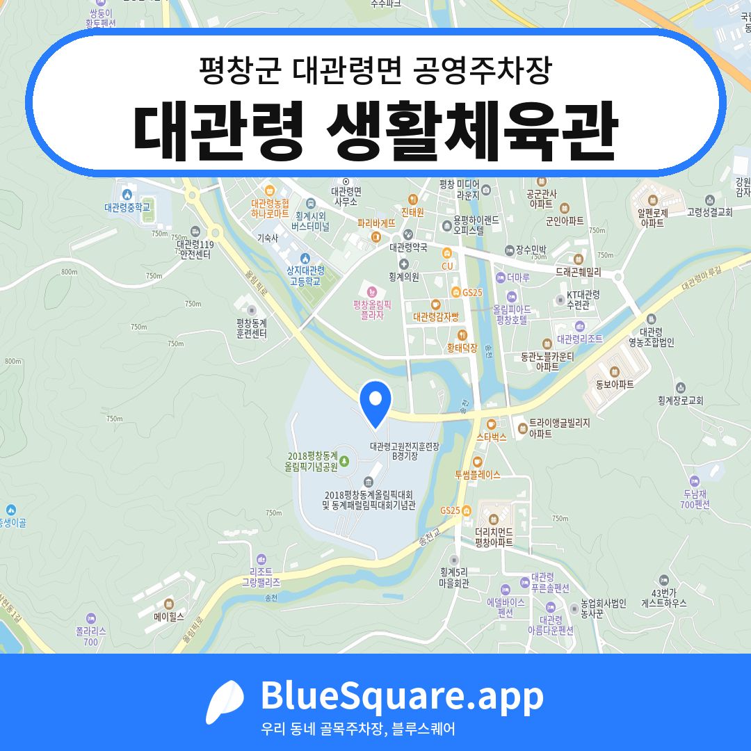 대관령 생활체육관 위치 지도 — 강원 평창군 대관령면 | 블루스퀘어 주차