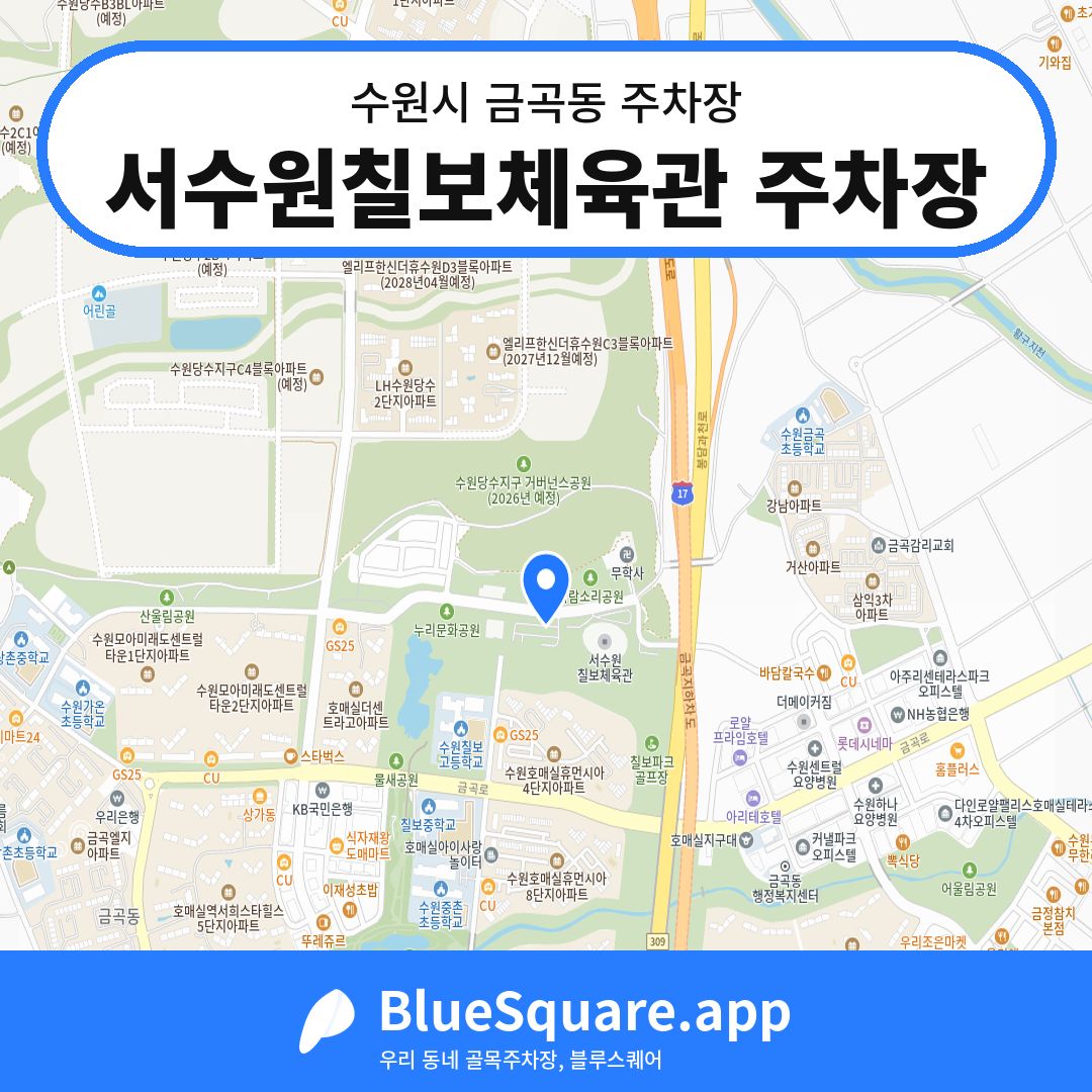 서수원칠보체육관 주차장 위치 지도 — 경기 수원시 금곡동 | 블루스퀘어 주차