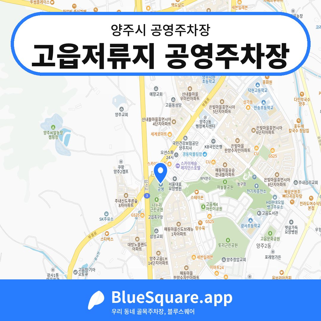 고읍저류지 공영주차장 위치 지도 — 경기 양주시 | 블루스퀘어 주차