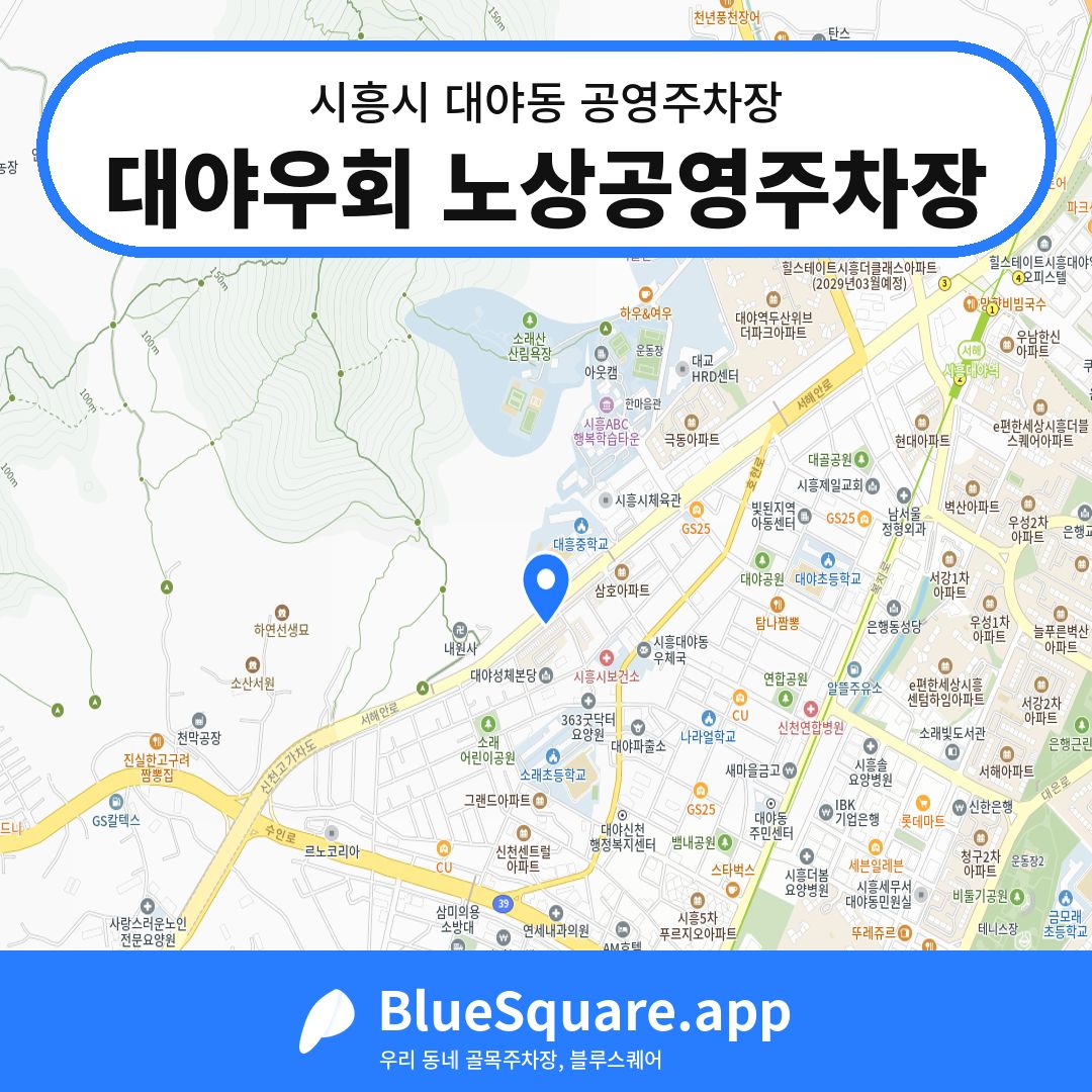 대야우회 노상공영주차장 위치 지도 — 경기 시흥시 대야동 | 블루스퀘어 주차