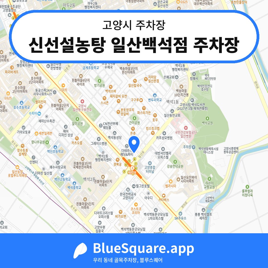 신선설농탕 일산백석점 주차장 위치 지도 — 경기 고양시 | 블루스퀘어 주차