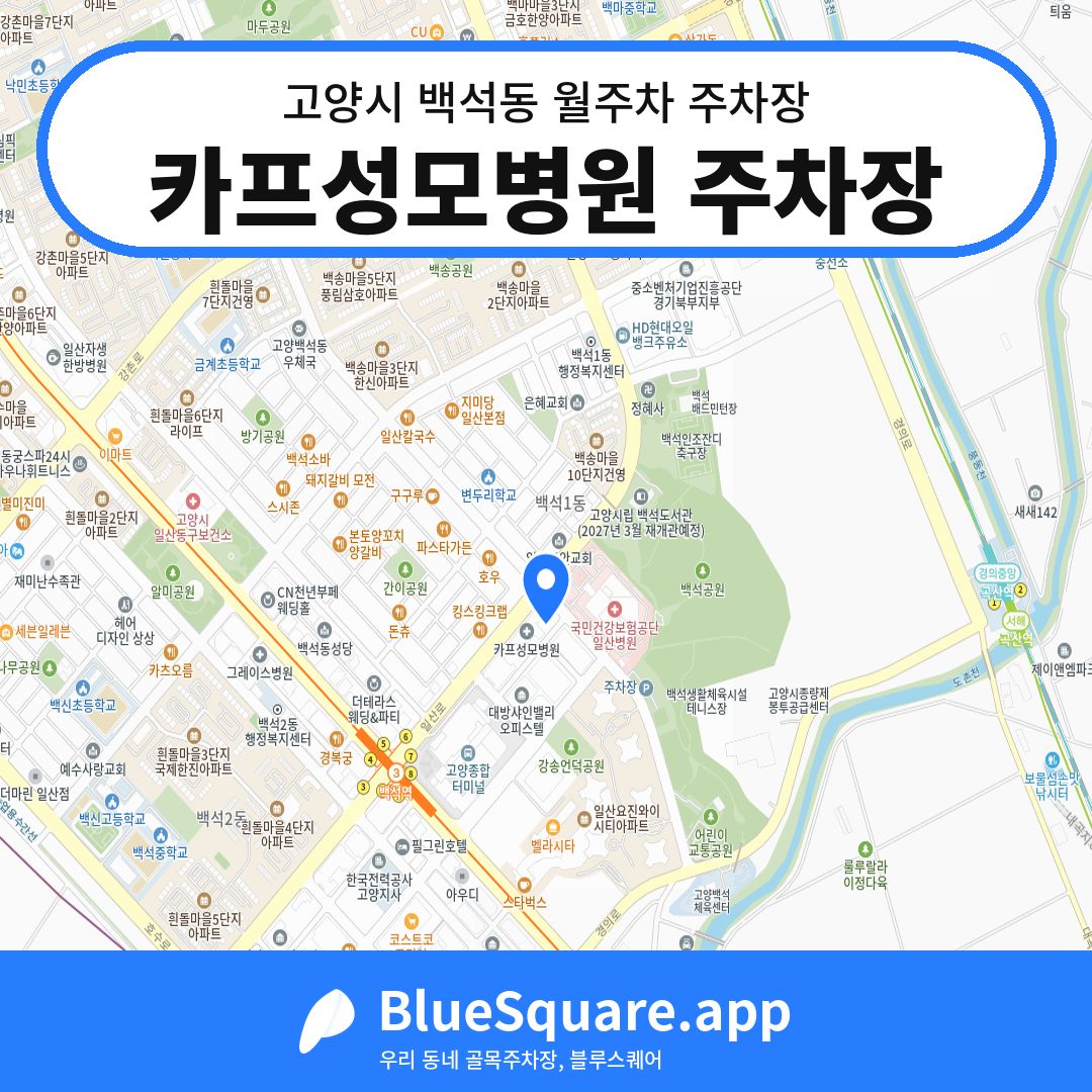 카프성모병원 주차장 위치 지도 — 경기 고양시 백석동 | 블루스퀘어 주차