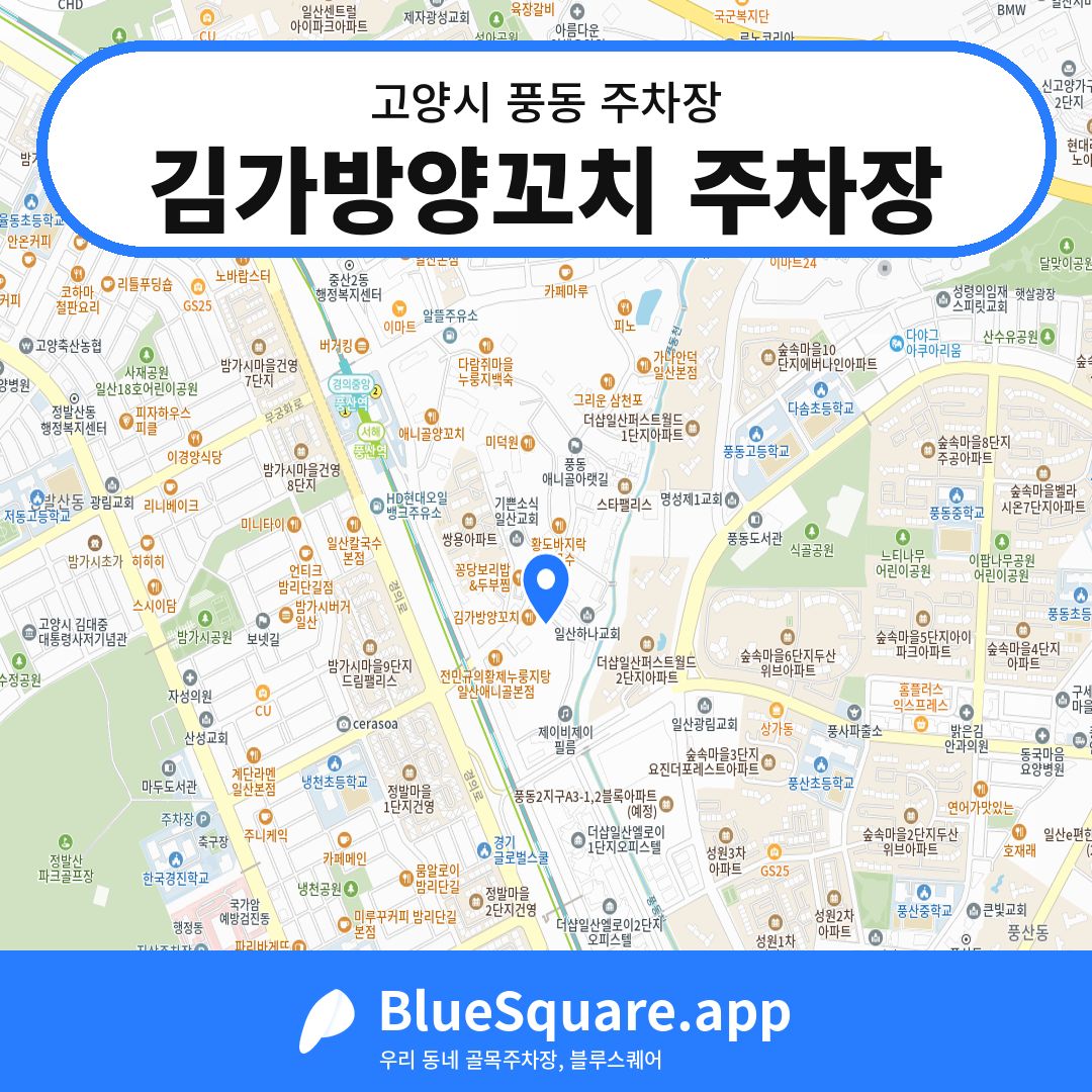김가방양꼬치 주차장 위치 지도 — 경기 고양시 풍동 | 블루스퀘어 주차