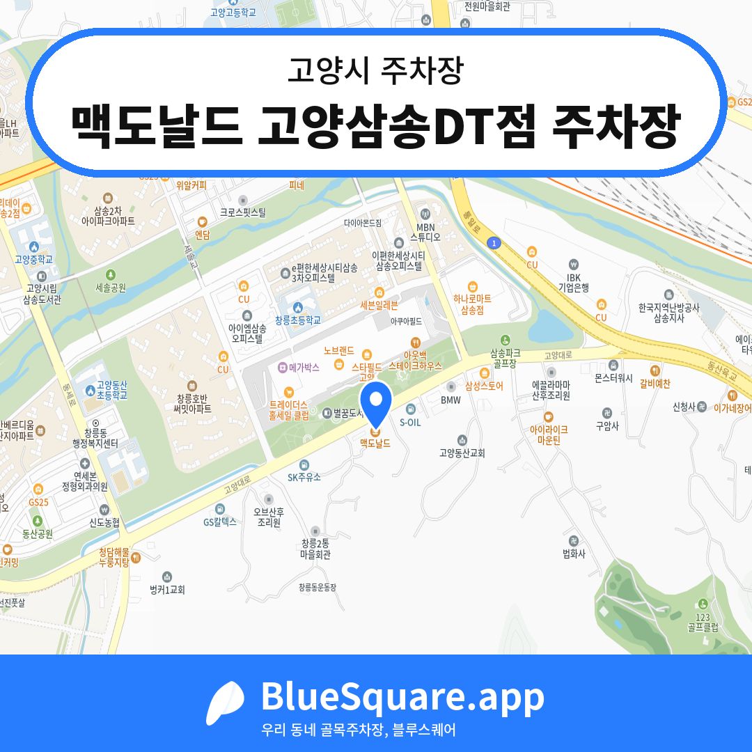맥도날드 고양삼송DT점 주차장 위치 지도 — 경기 고양시 | 블루스퀘어 주차
