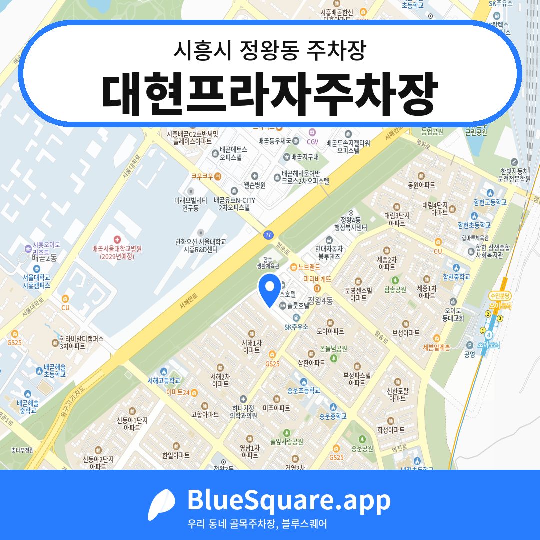대현프라자주차장 위치 지도 — 경기 시흥시 정왕동 | 블루스퀘어 주차