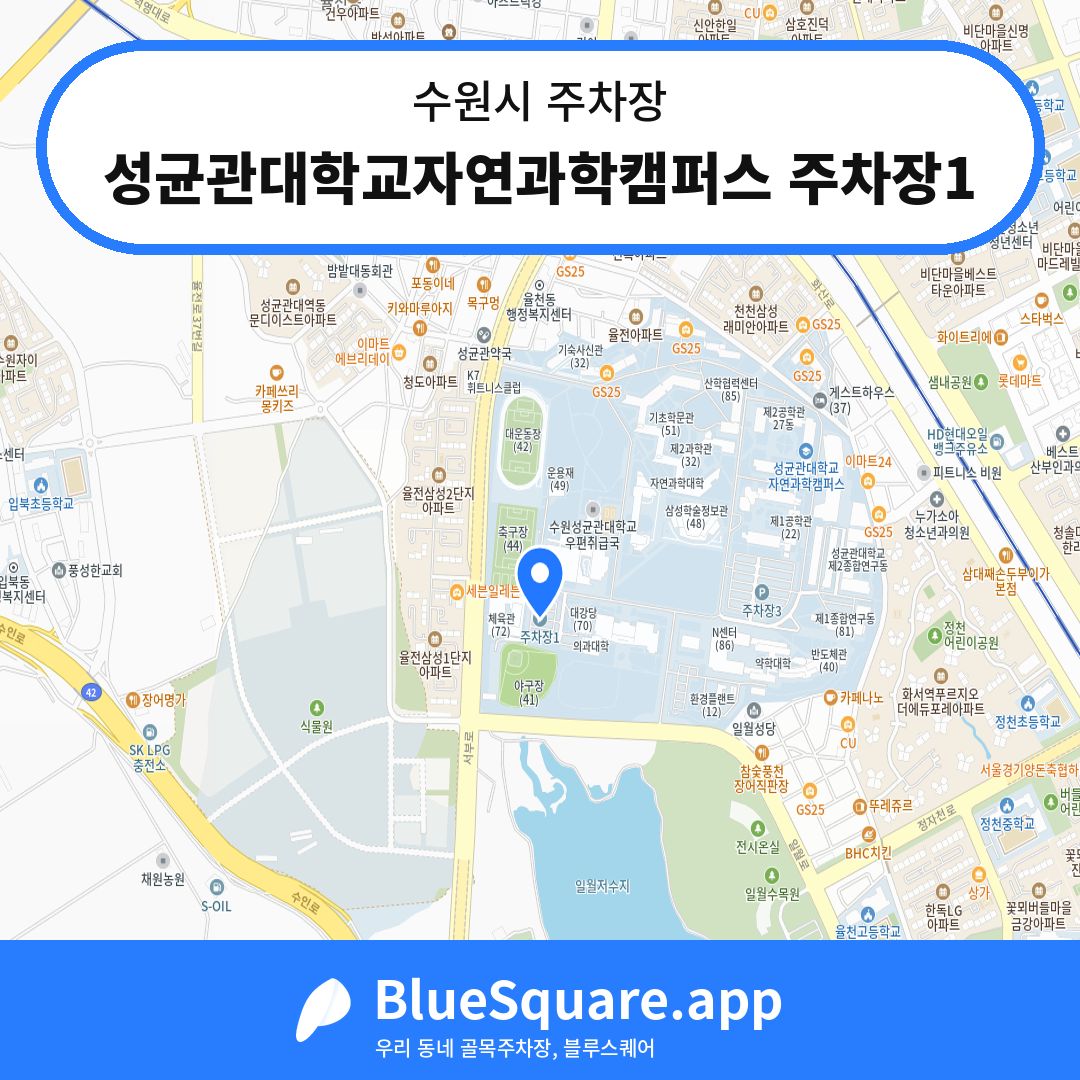 성균관대학교자연과학캠퍼스 주차장1 위치 지도 — 경기 수원시 | 블루스퀘어 주차