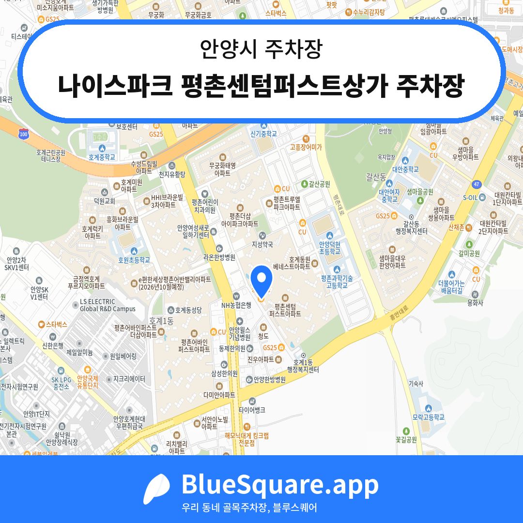 나이스파크 평촌센텀퍼스트상가 주차장 위치 지도 — 경기 안양시 | 블루스퀘어 주차
