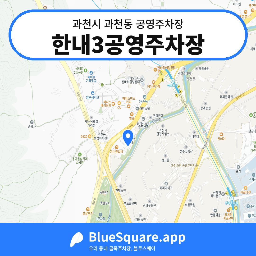한내3공영주차장 위치 지도 — 경기 과천시 과천동 | 블루스퀘어 주차
