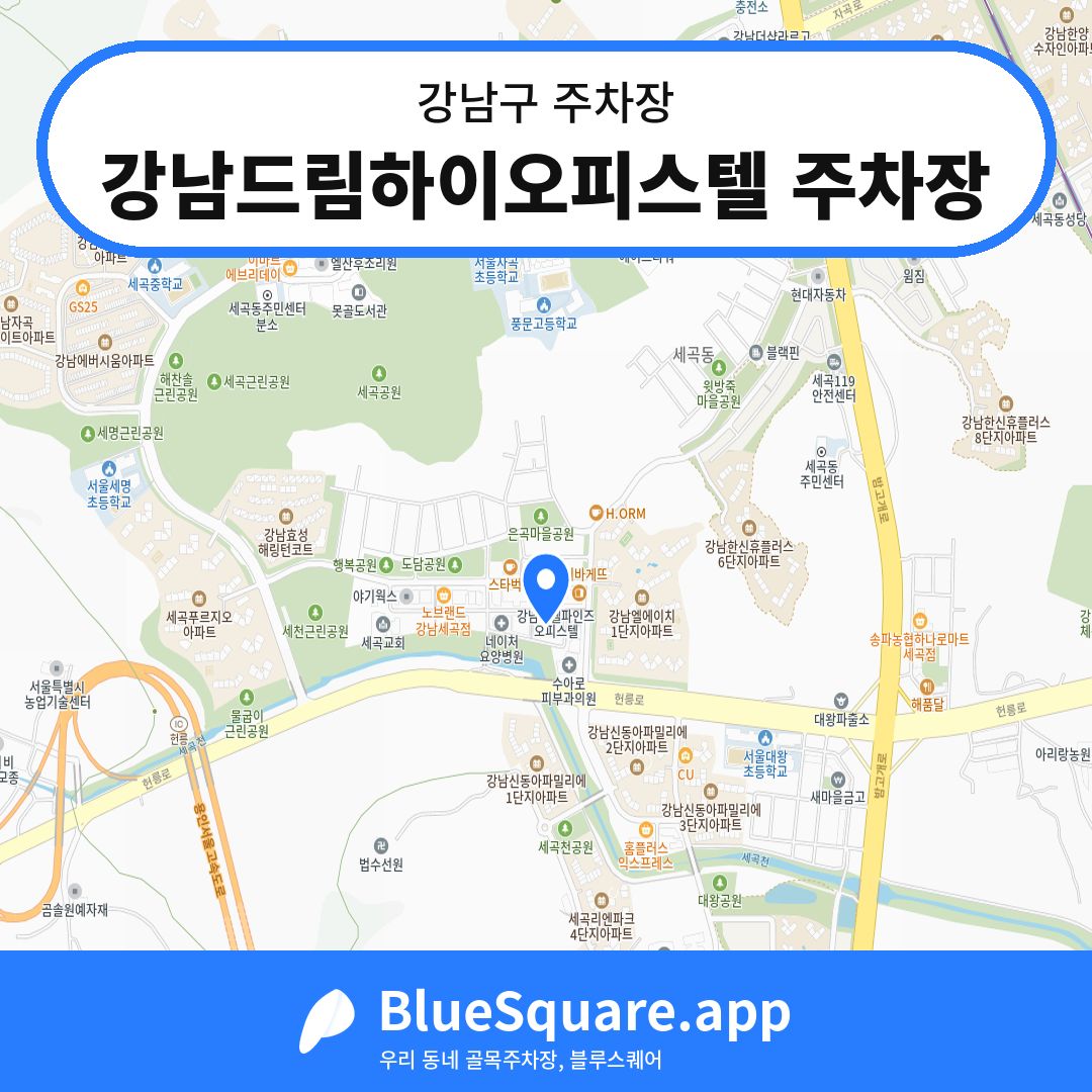 강남드림하이오피스텔 주차장 위치 지도 — 서울 강남구 | 블루스퀘어 주차