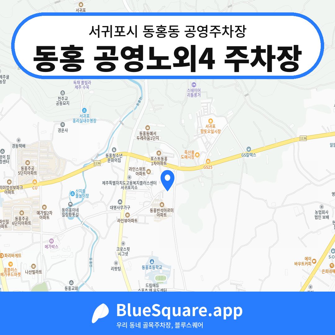 동홍 공영노외4 주차장 위치 지도 — 제주 서귀포시 동홍동 | 블루스퀘어 주차