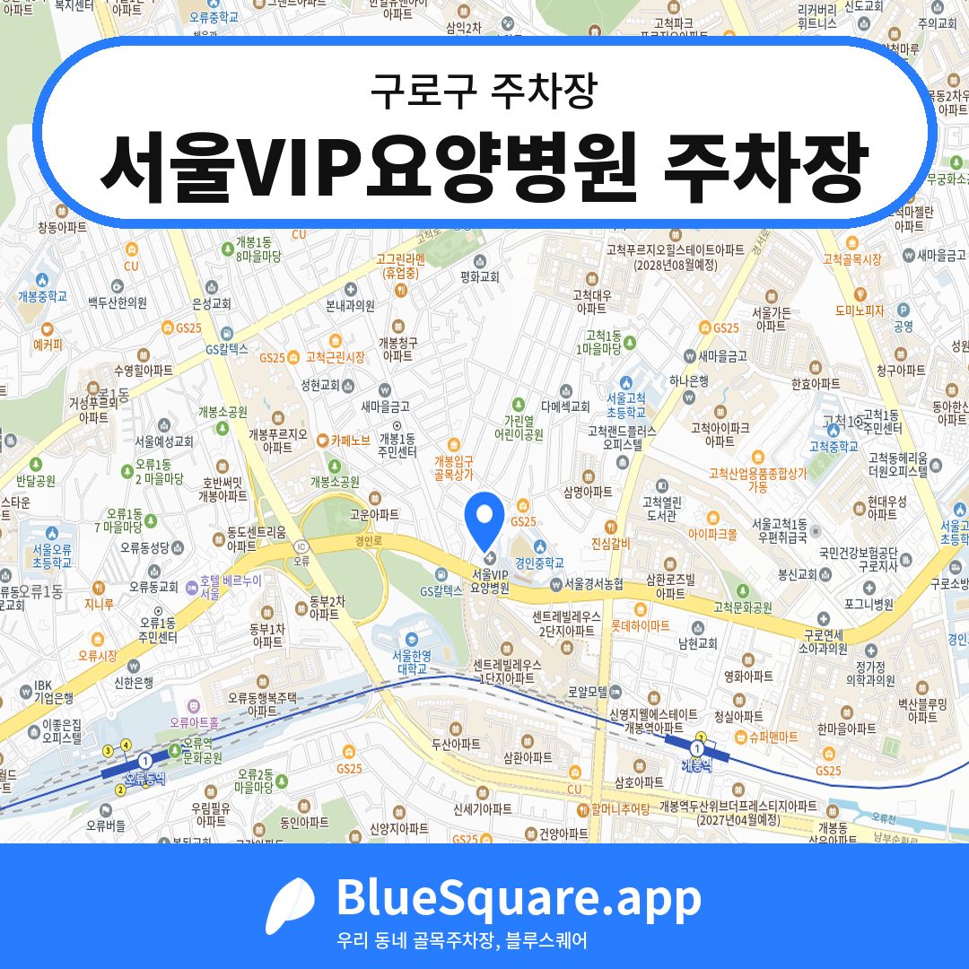 서울VIP요양병원 주차장 위치 지도 — 서울 구로구 | 블루스퀘어 주차